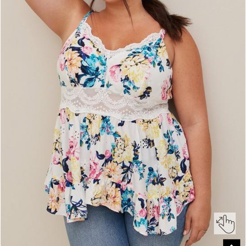 Torrid Babydoll Eyelet With Lace Detail Top